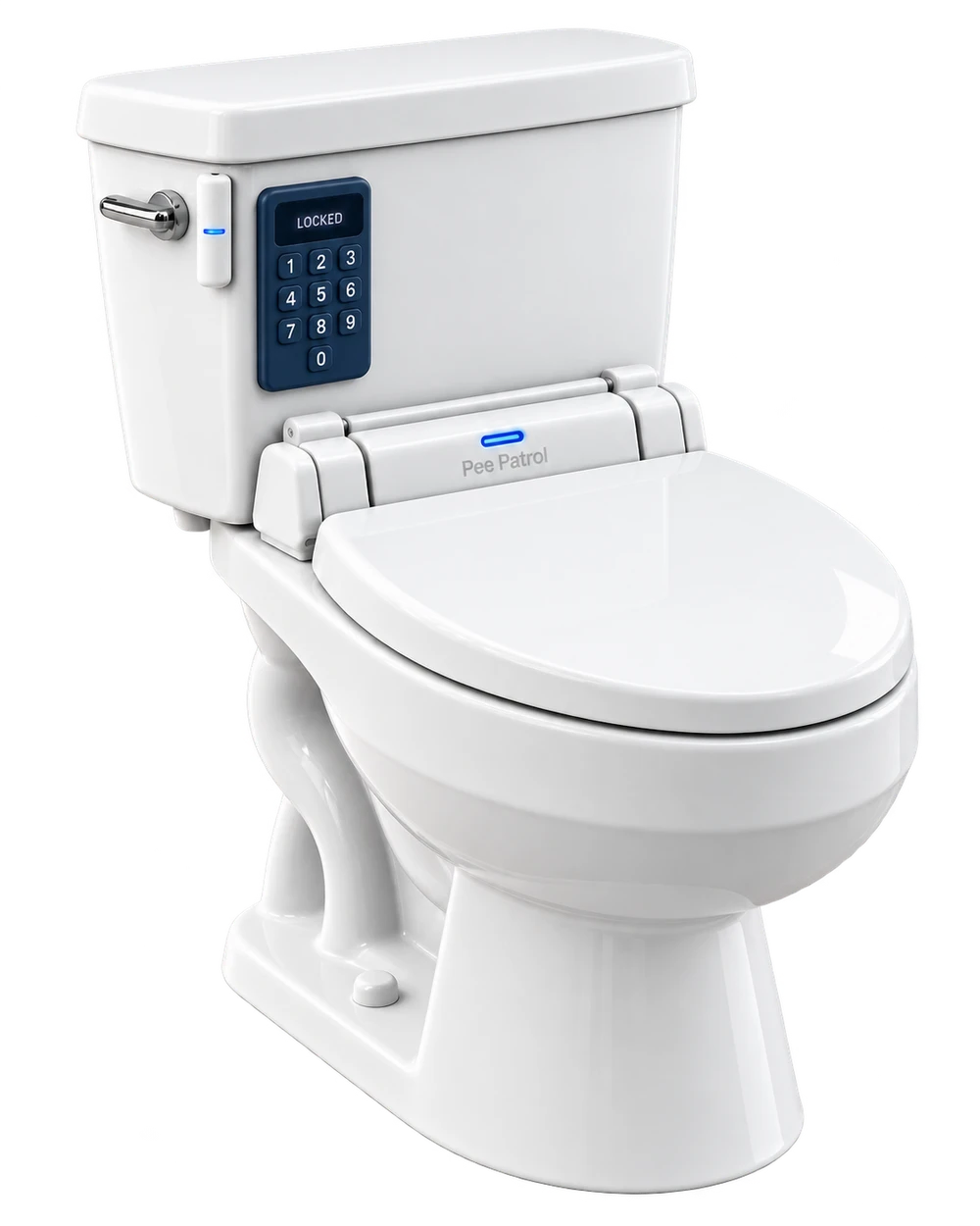 Pee Patrol toilet with the lid closed